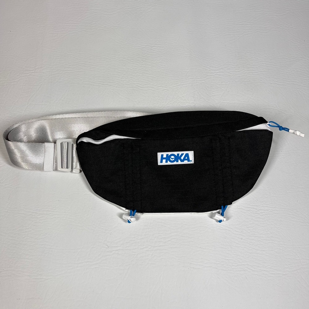 Hoka One One Running Waist Pack Fanny Pack Black White Blue Adjustable Strap